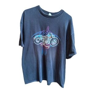 Perewitz Motorcycles Allstate Graphic T-Shirt Black Vintage Y2K Mens XL BikerTee